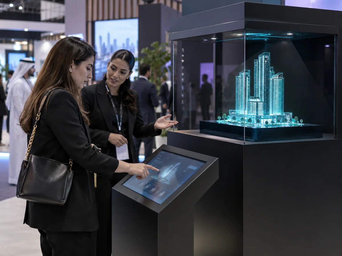 AI-generated illustration: Interactive hologram display