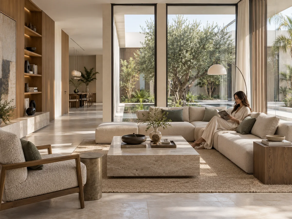 AI-generated concept: Interior materials and natural light