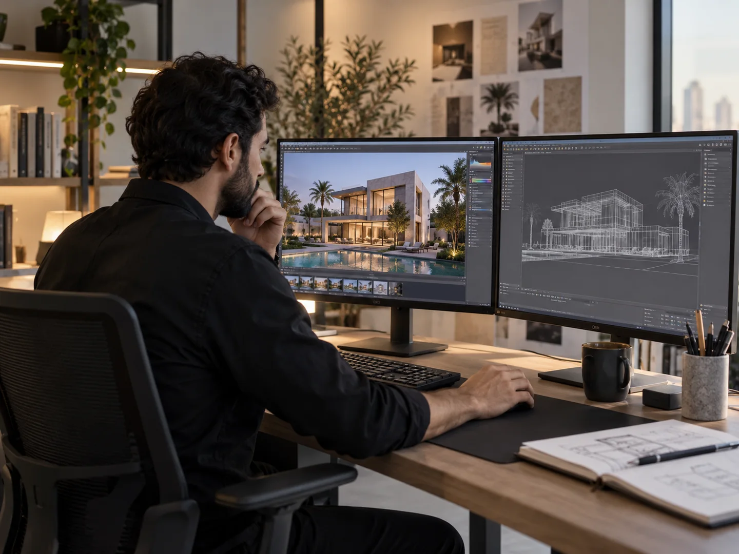 AI-generated concept: Reviewing a property render and its 3D model